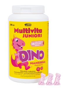 Multivita Juniori Dino Mansikka monivitamiini 200 purutabl